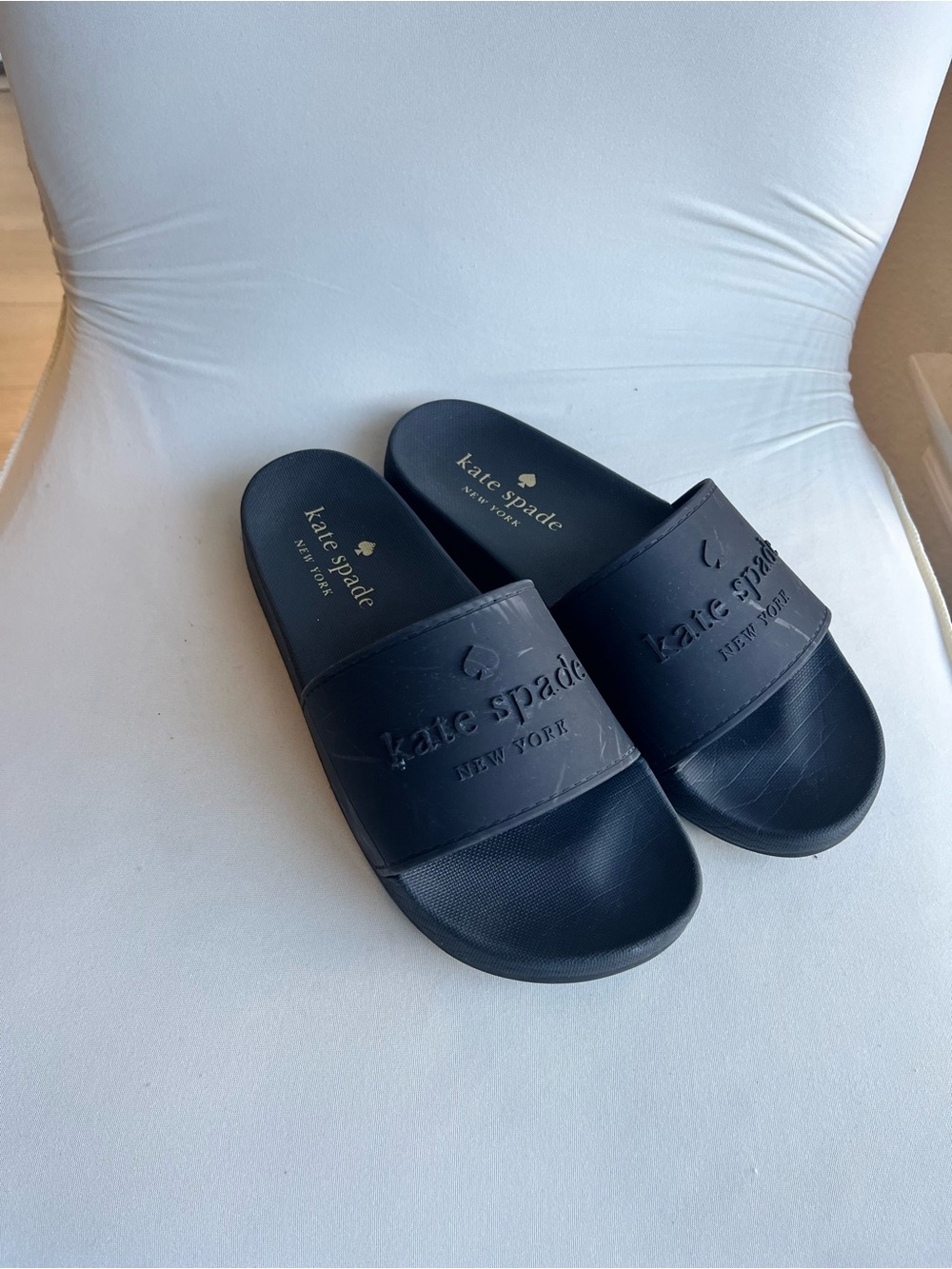 kate spade Men's Black Slide Sandals with Embossed Logo